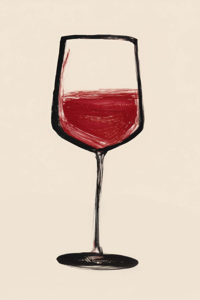 Minimalist Poster of a painted red wine glass