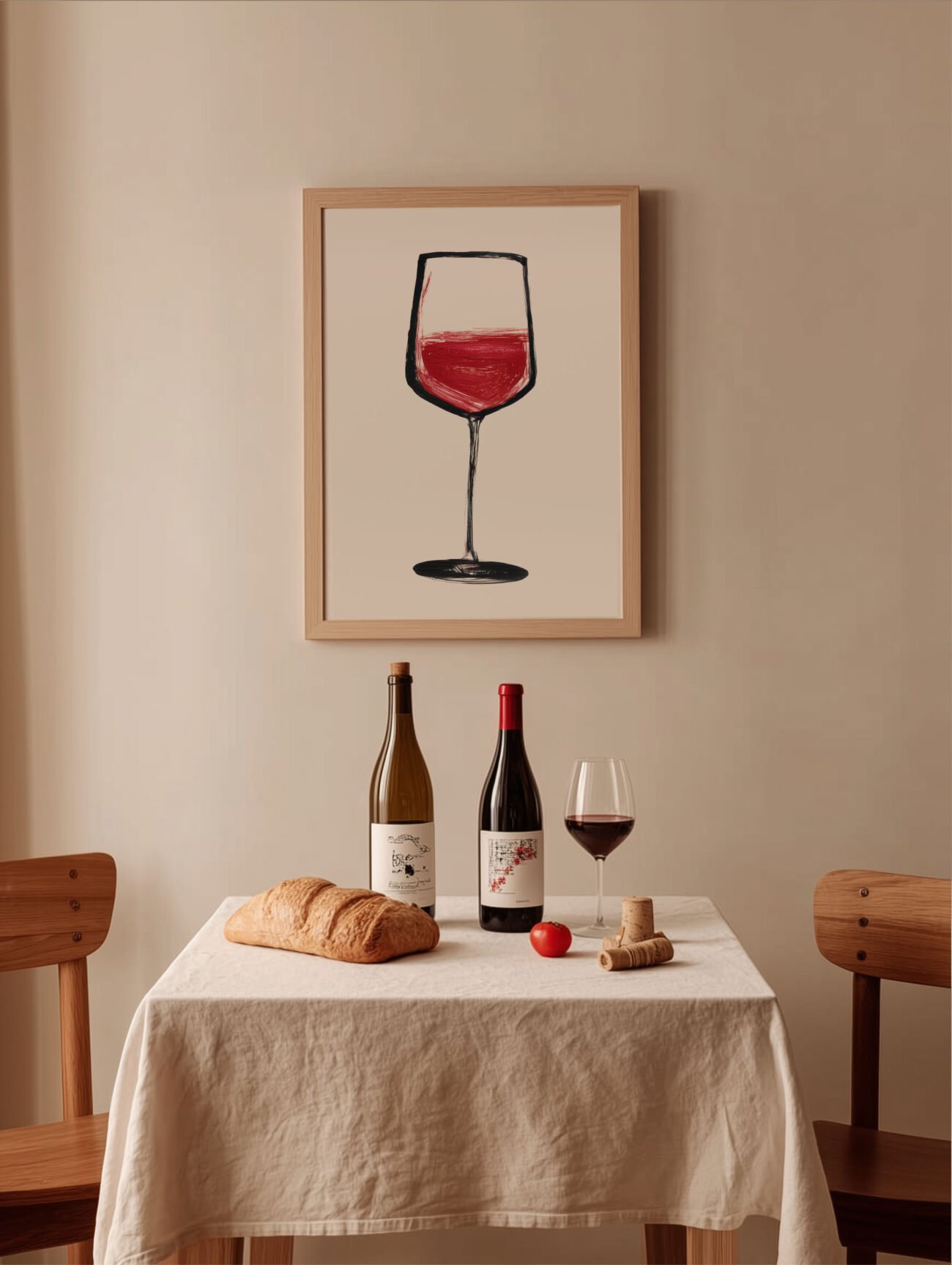 Artistic Charm – Minimalist Red Wine Glass Art Poster - Image 2