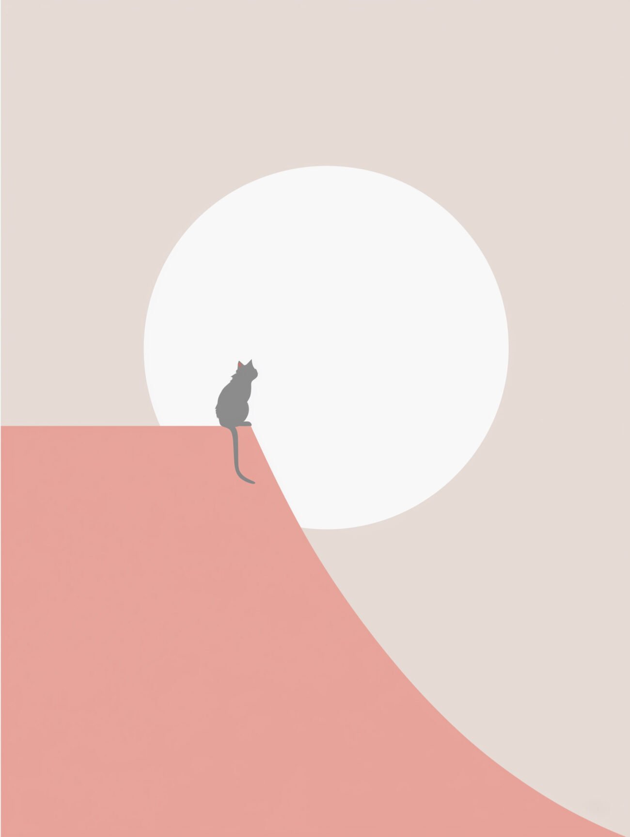 Rooftop Pause – Minimalist Cat and Sun Poster