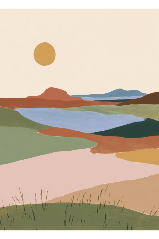 Serene landscape in soft earthy tones