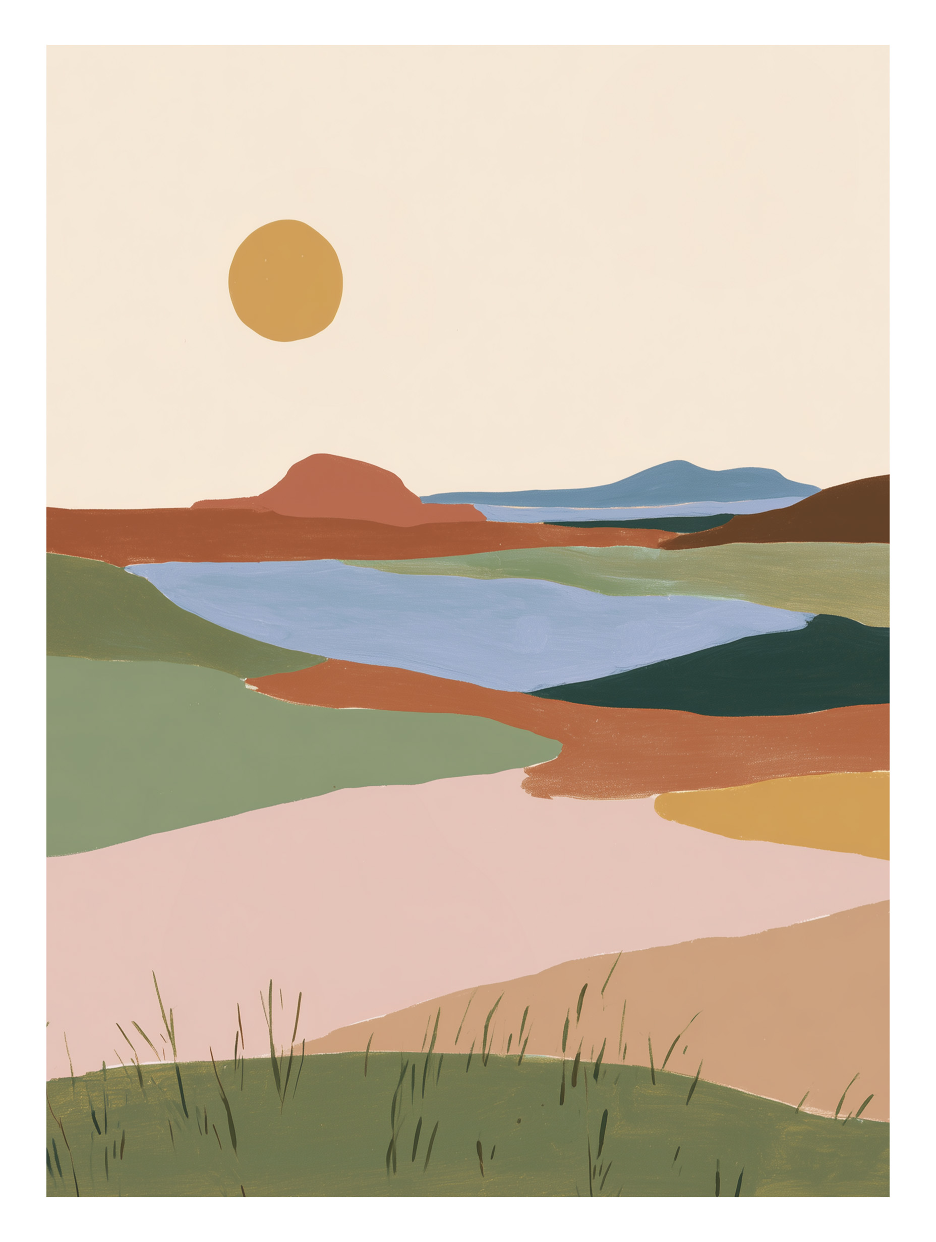 Serene landscape in soft earthy tones