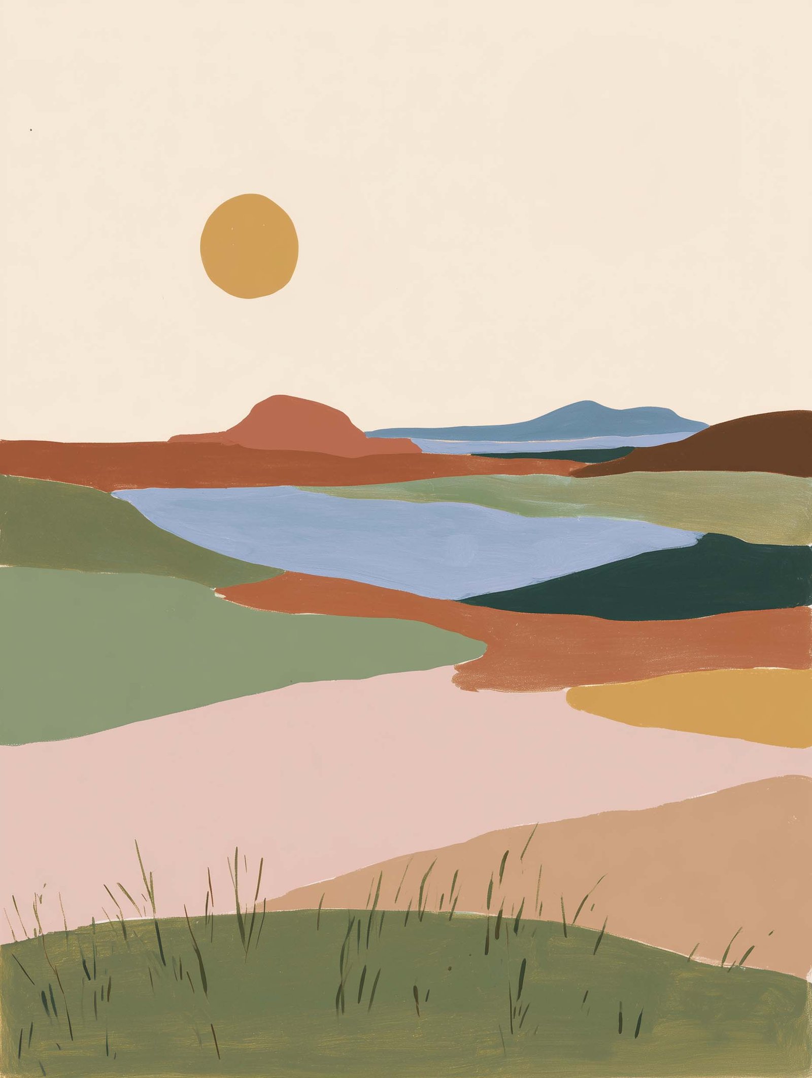 Serene Lake – Abstract Landscape Poster