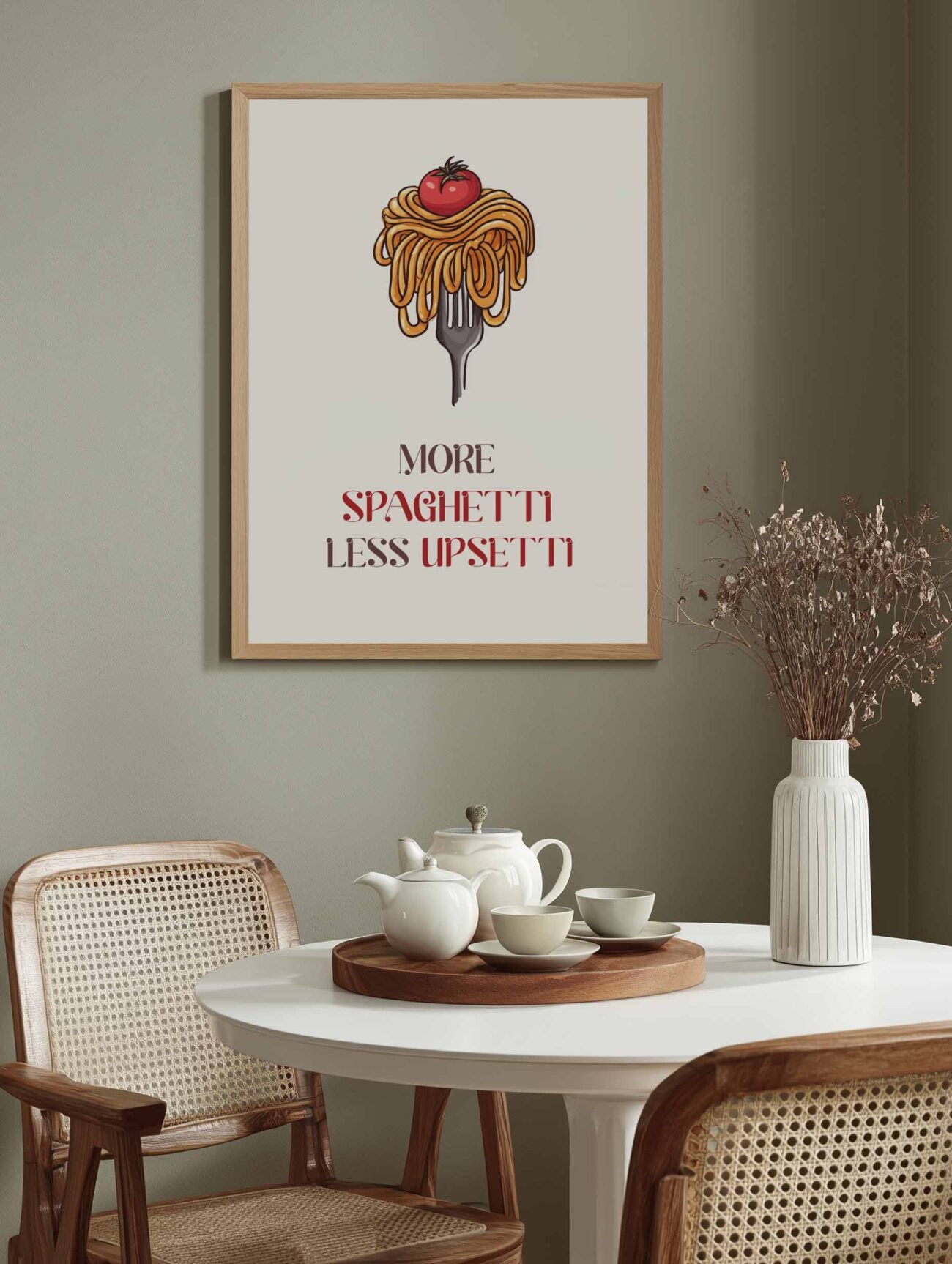 ‘More SPAGHETTI, less UPSETTI’ – Whimsical Food Poster - Image 2