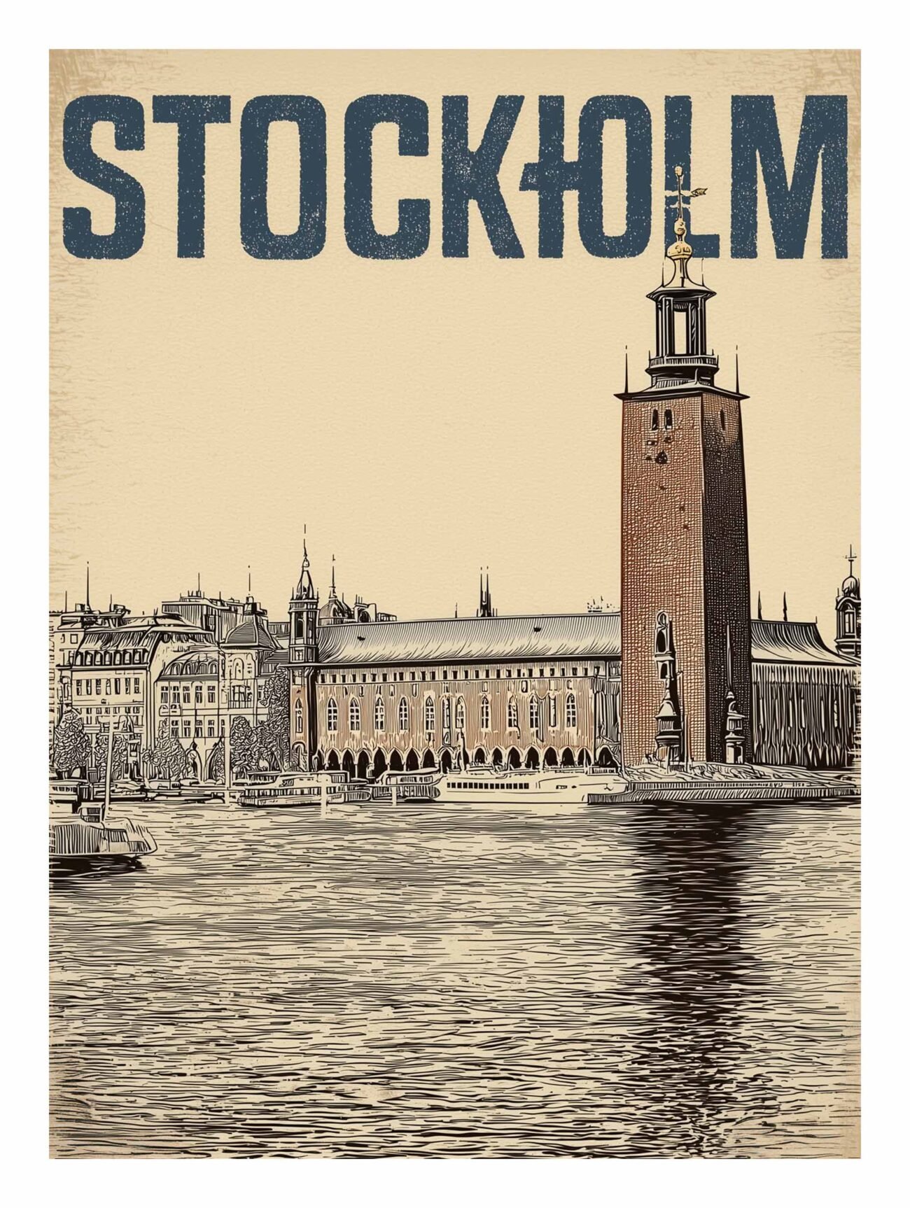 Stockholm City Hall – Vintage Architectural Poster