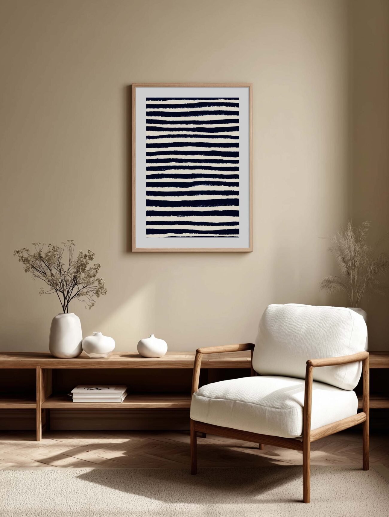Navy‑Black Stripes Pattern – Vintage Hand-Drawn Art Poster - Image 2