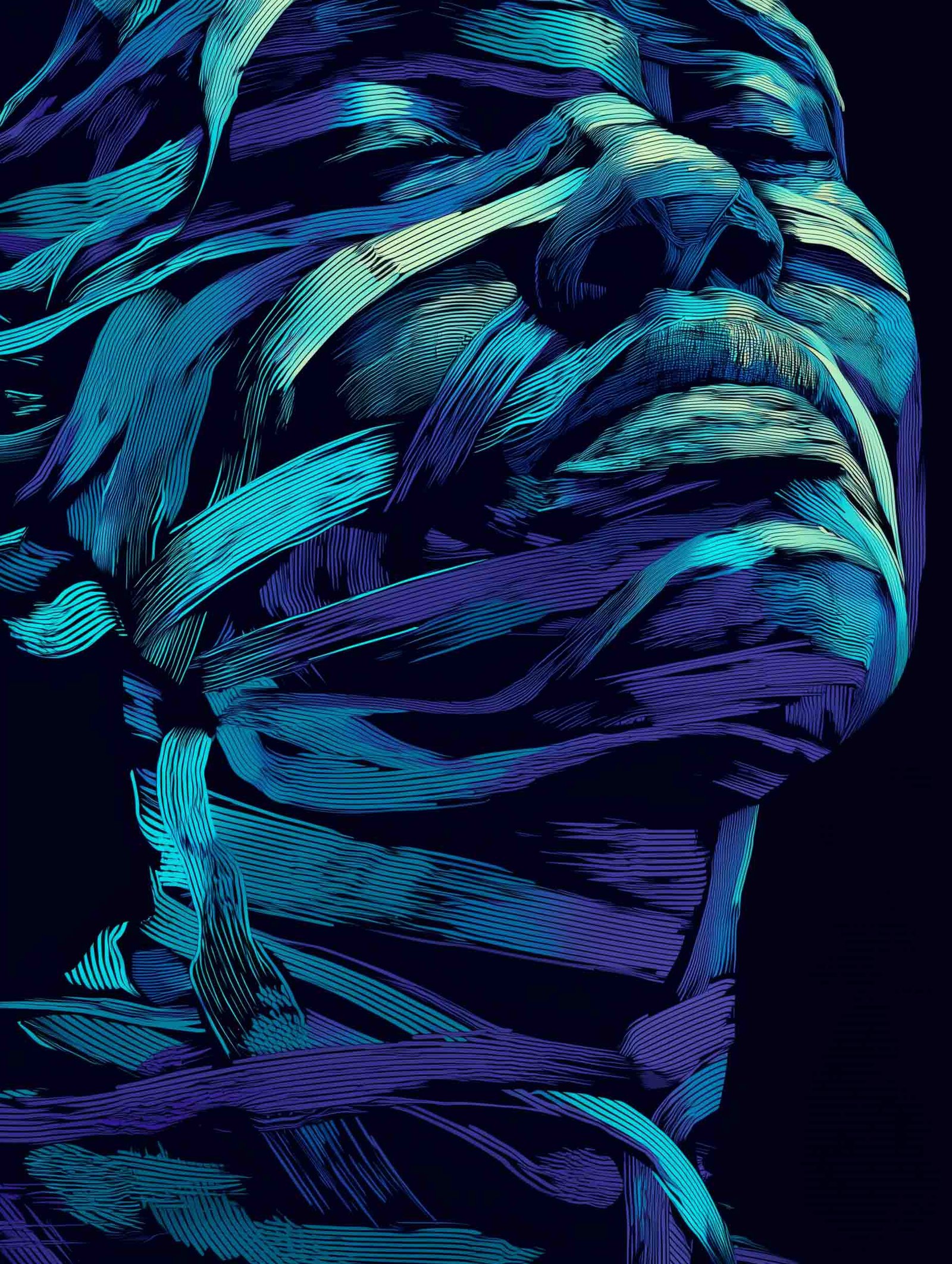 Stylized Face – Futuristic Abstract Portrait Poster