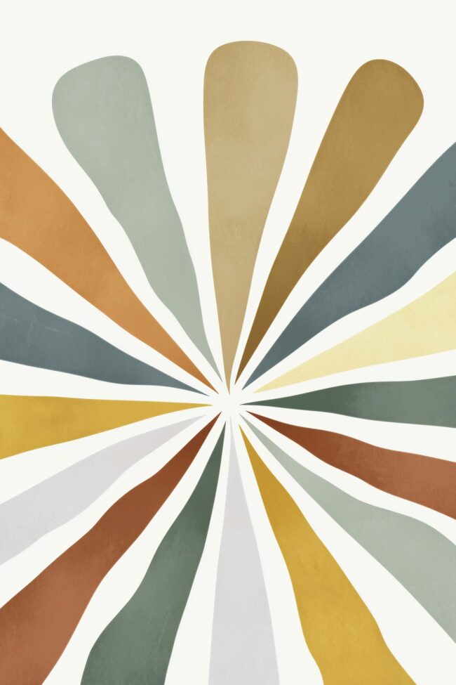 Minimalist Colorful sun rays in soft earthy tones