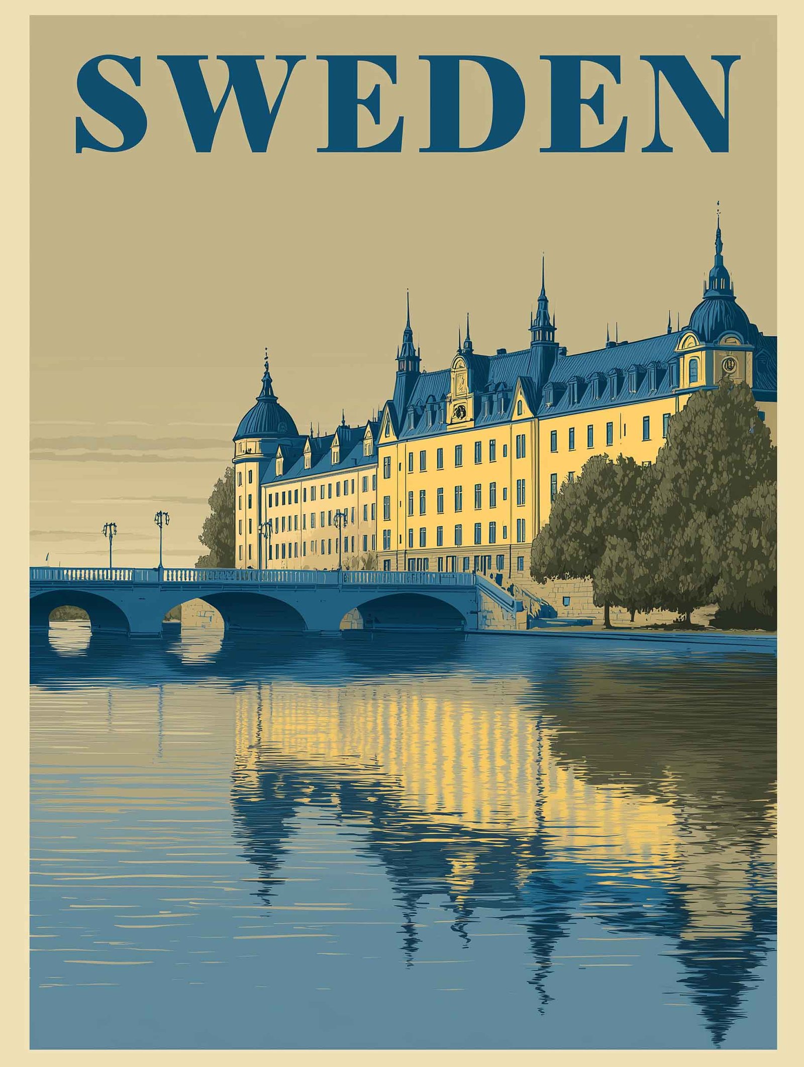 Sweden Parliament – Vintage Travel Art Print