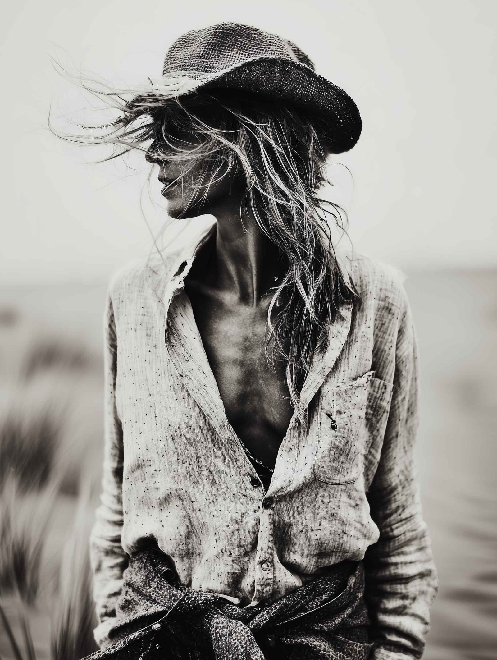 Windswept Cowgirl – Coastal Fine Art Poster
