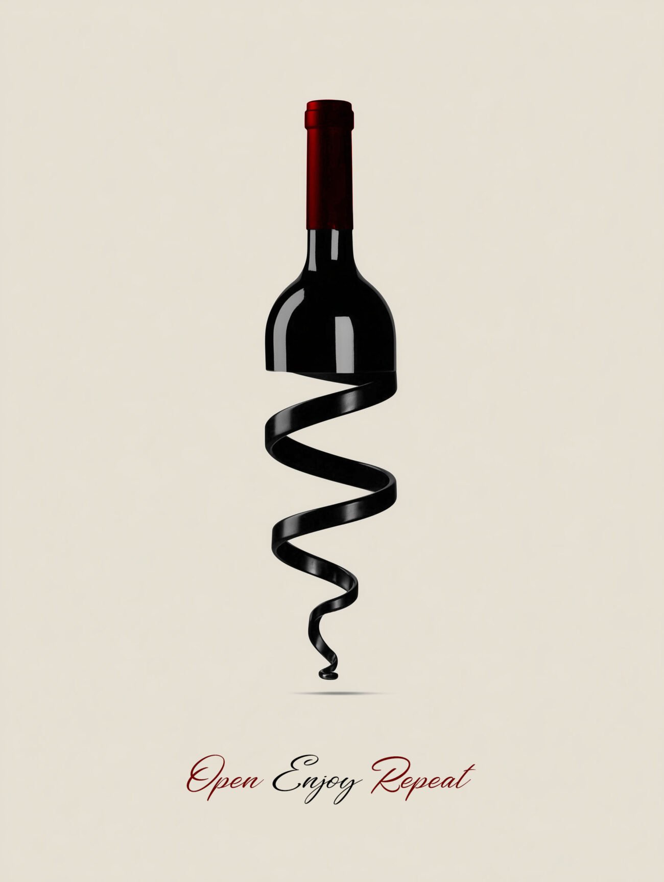 Open Enjoy Repeat – Wine Bottle Spiral Poster