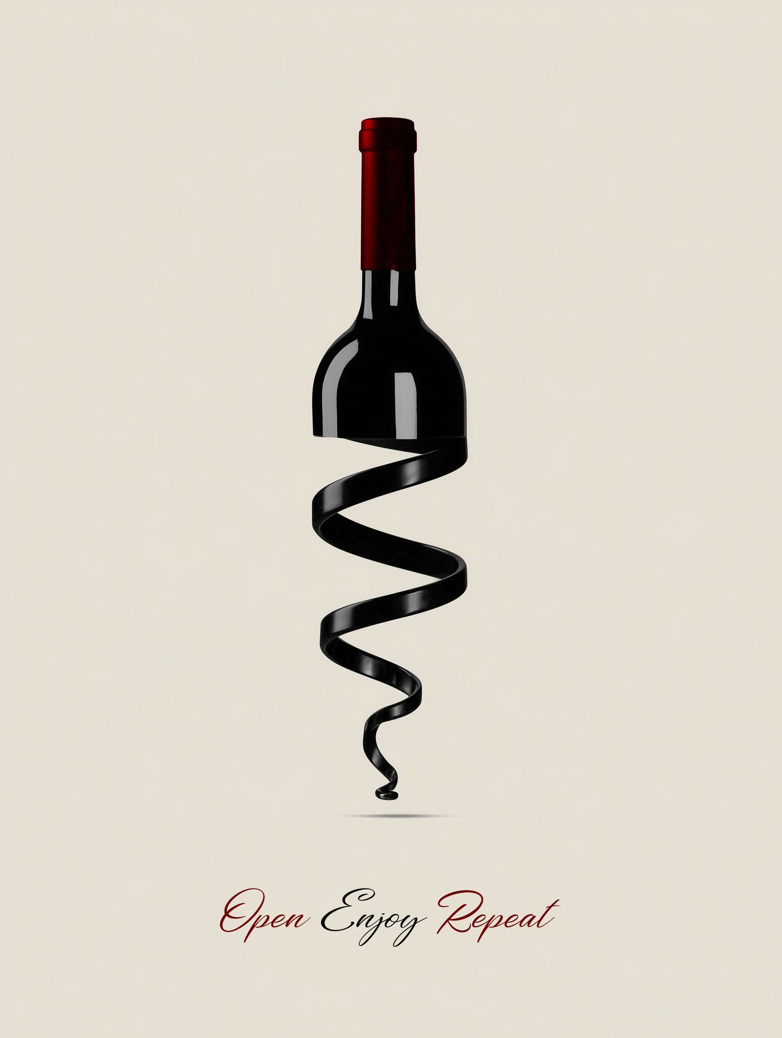 Open Enjoy Repeat – Wine Bottle Spiral Poster