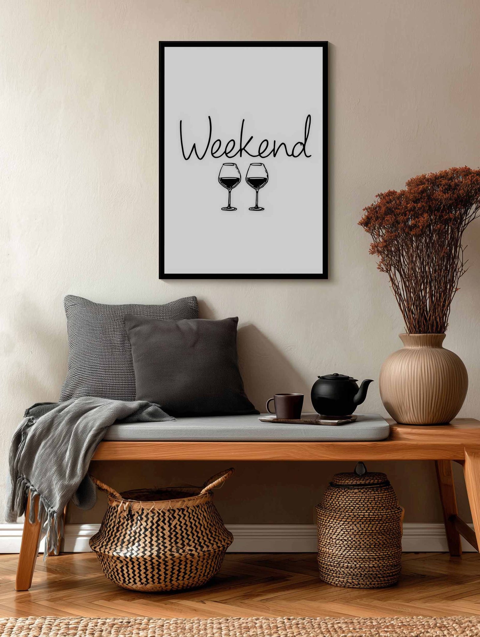 Wine Glasses with Text – Minimalist Art Poster - Image 2