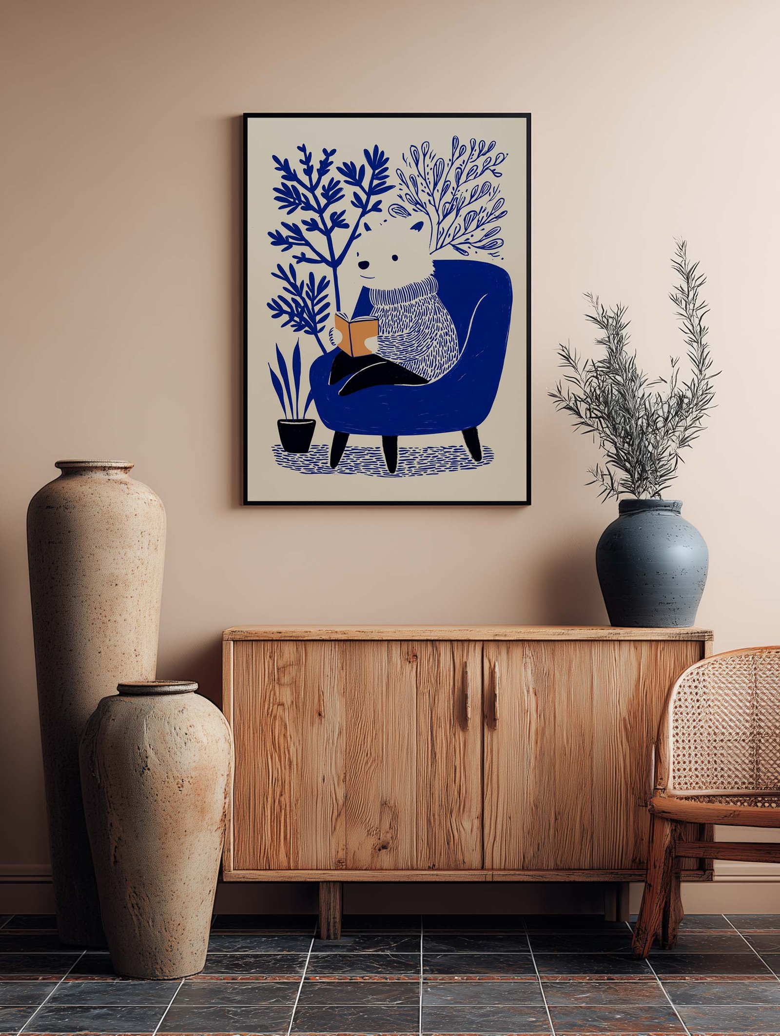 Cozy Reader Dog – Illustrated Nordic Art Poster - Image 2