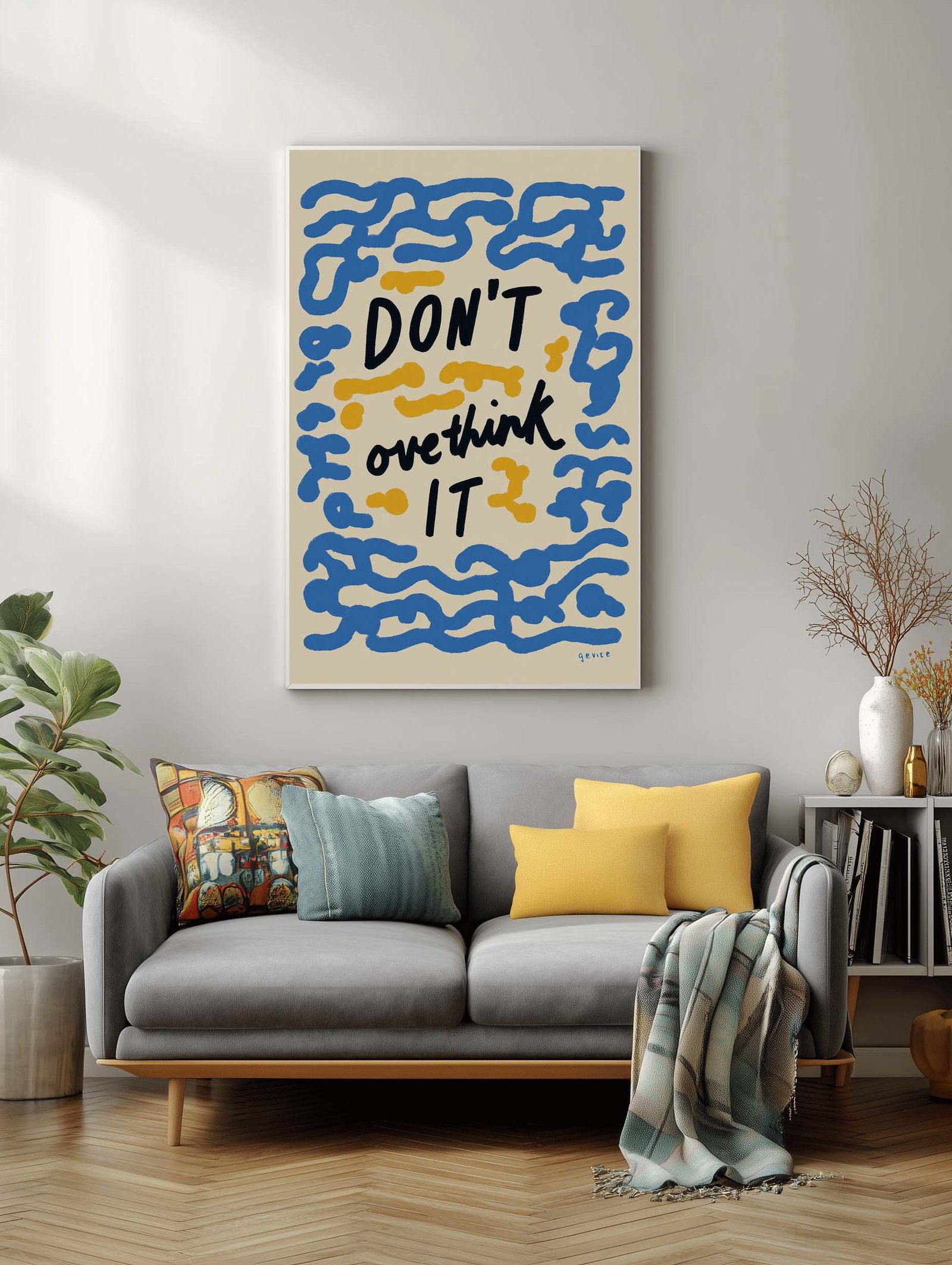 Don’t Overthink It – Motivational Typography Poster - Image 2