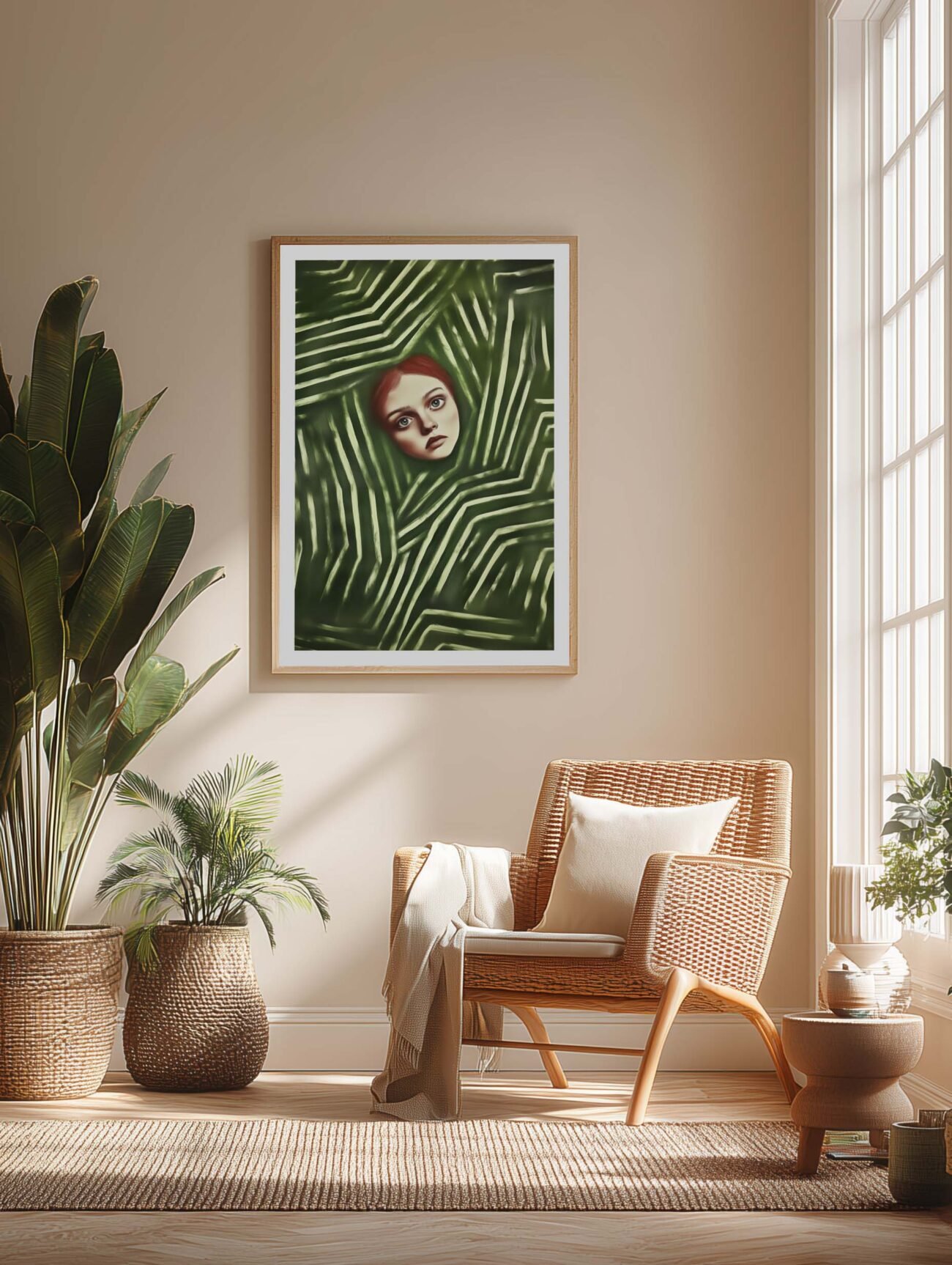 Dreamy Girl Face – Surreal Portrait Art Poster - Image 2