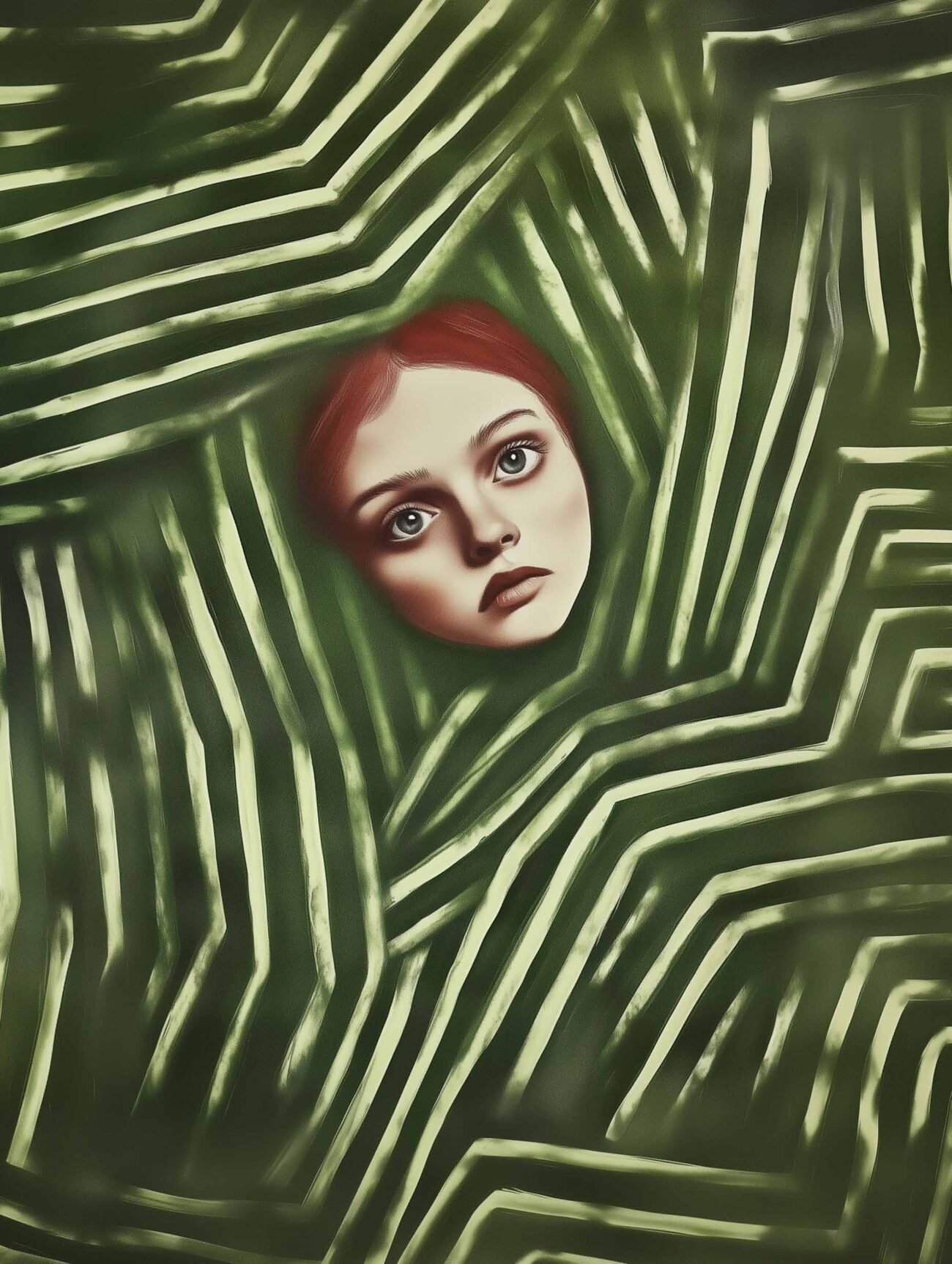 Dreamy Girl Face – Surreal Portrait Art Poster