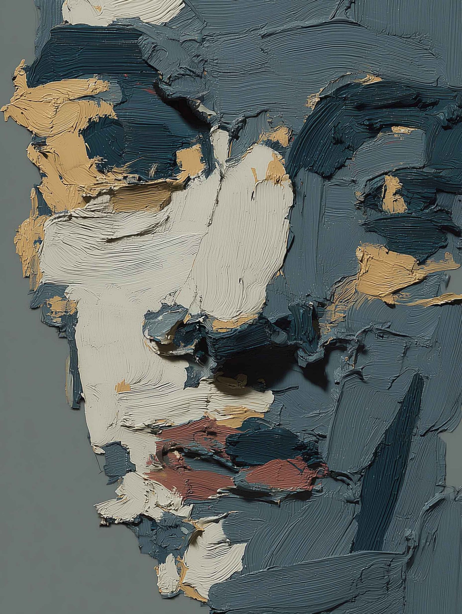 Female Face Sculpture – Textured Abstract Painting Poster
