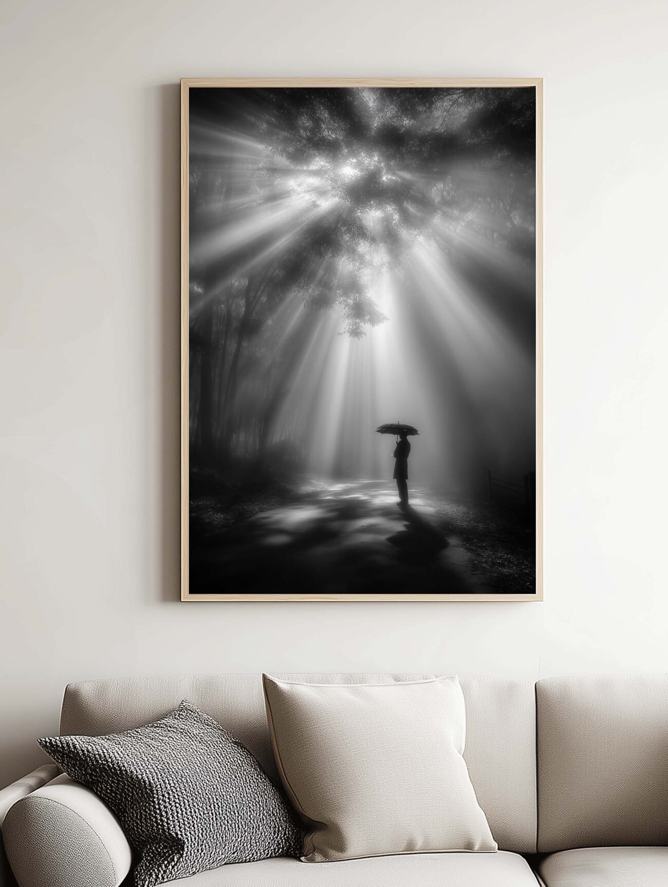 Foggy Forest – Black and White Poster - Image 2