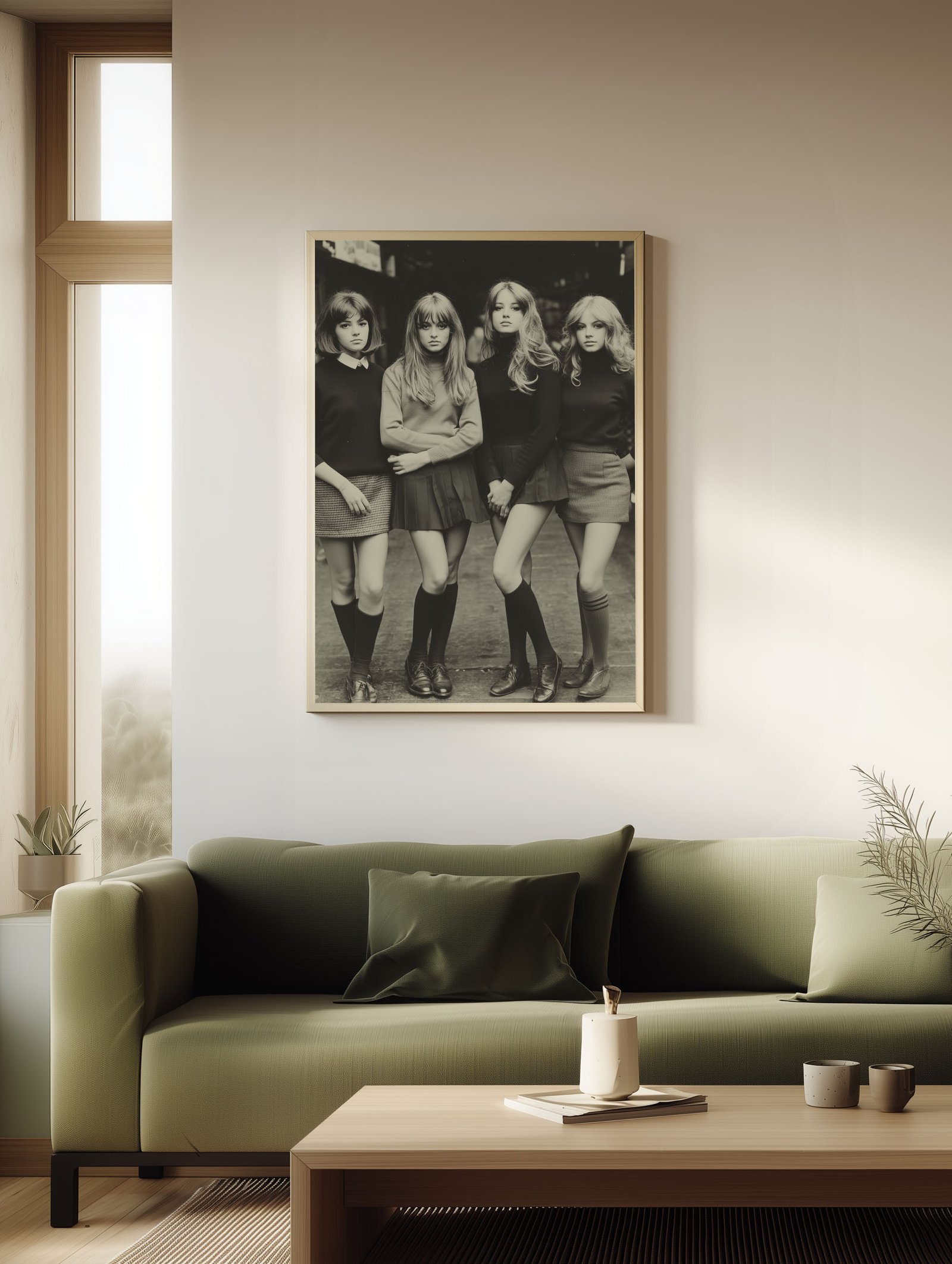 1960s Girl Group – Retro Black and White Art Poster - Image 2