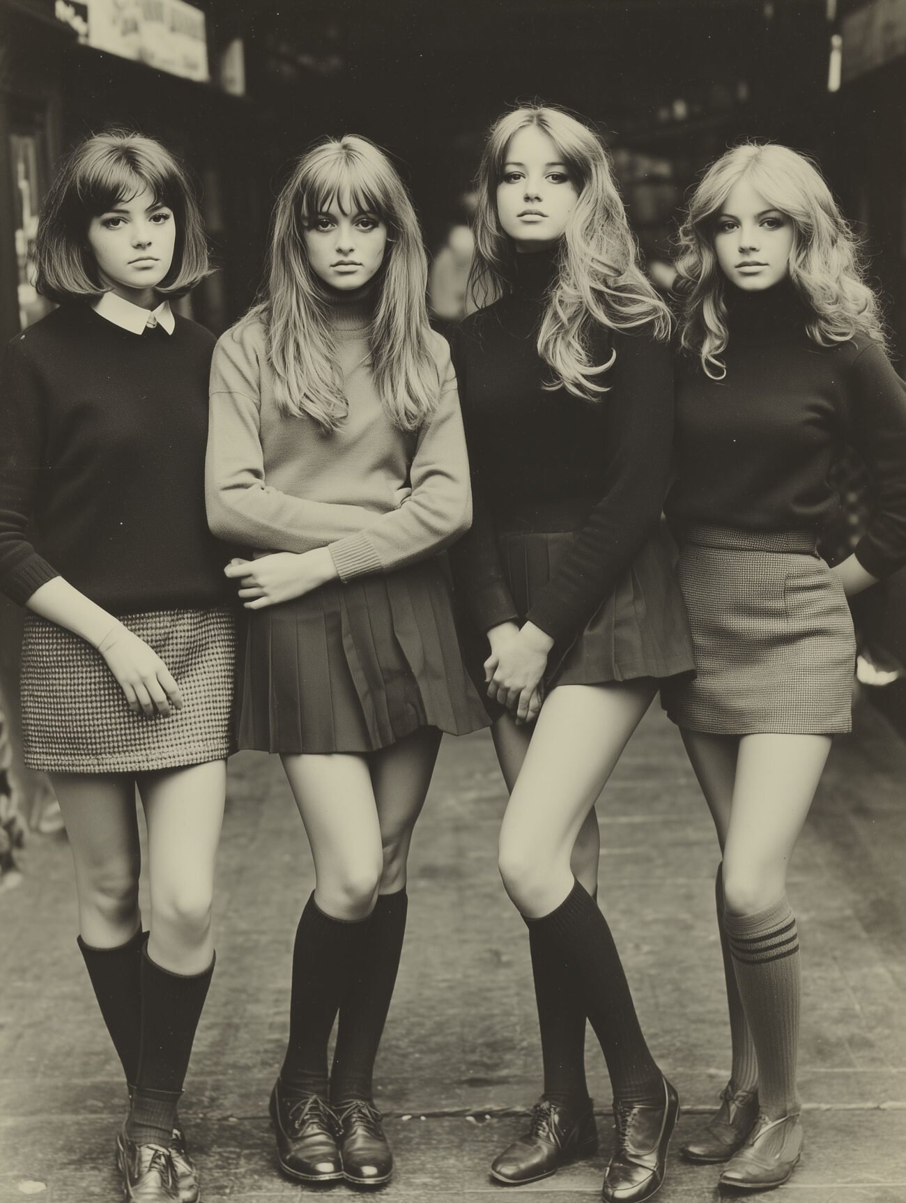 1960s Girl Group – Retro Black and White Art Poster