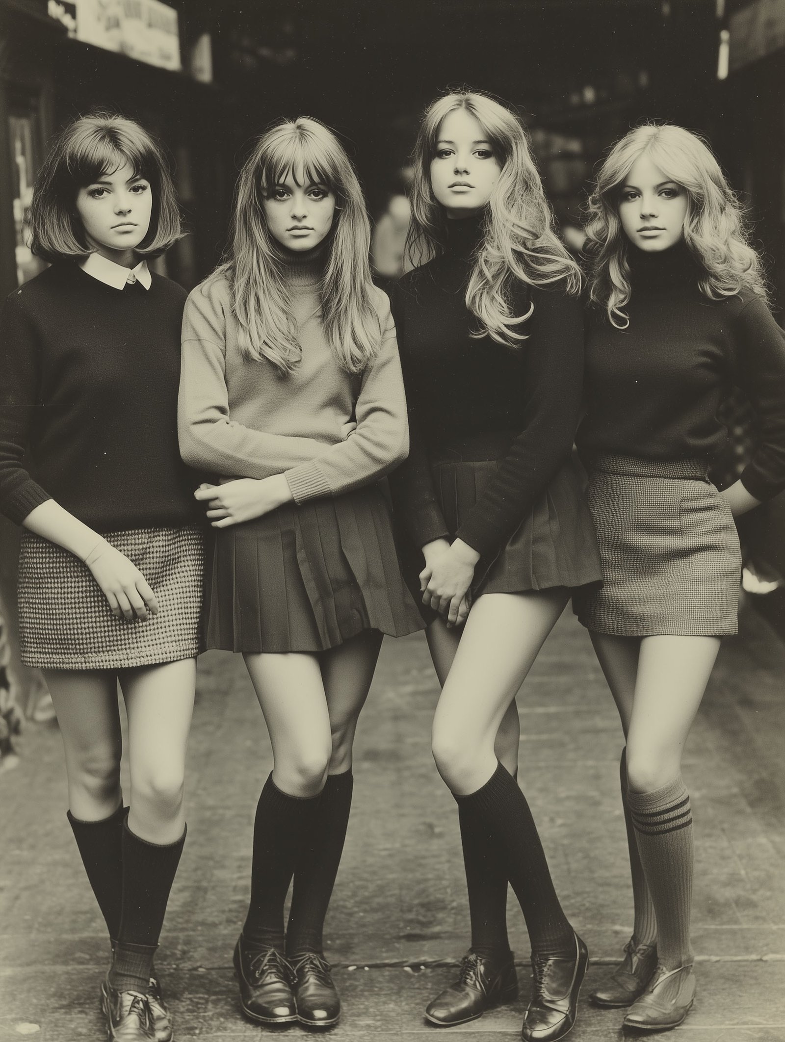 1960s Girl Group – Retro Black and White Art Poster