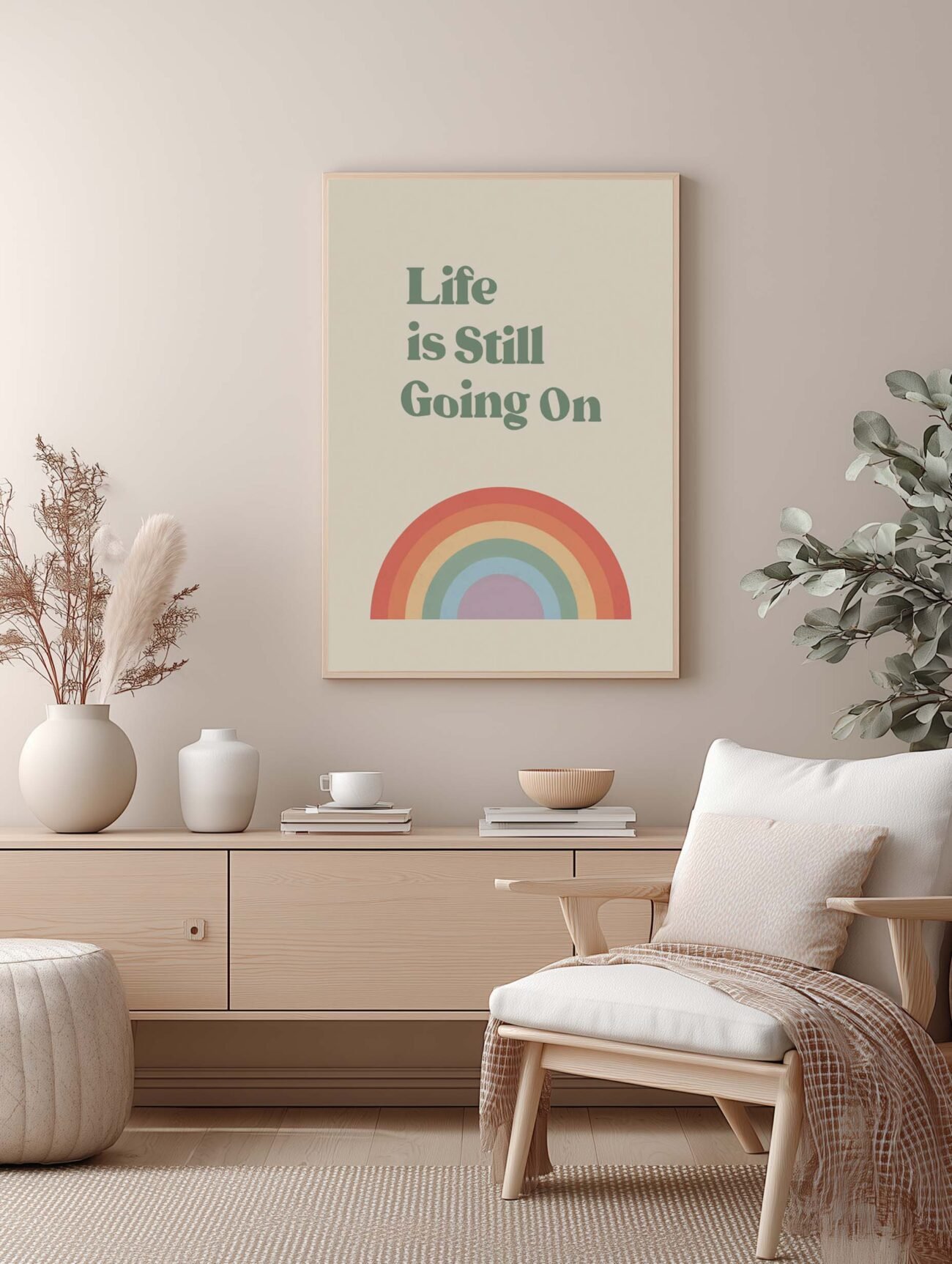 Life is Still Going On – Retro Rainbow Quote Poster - Image 2