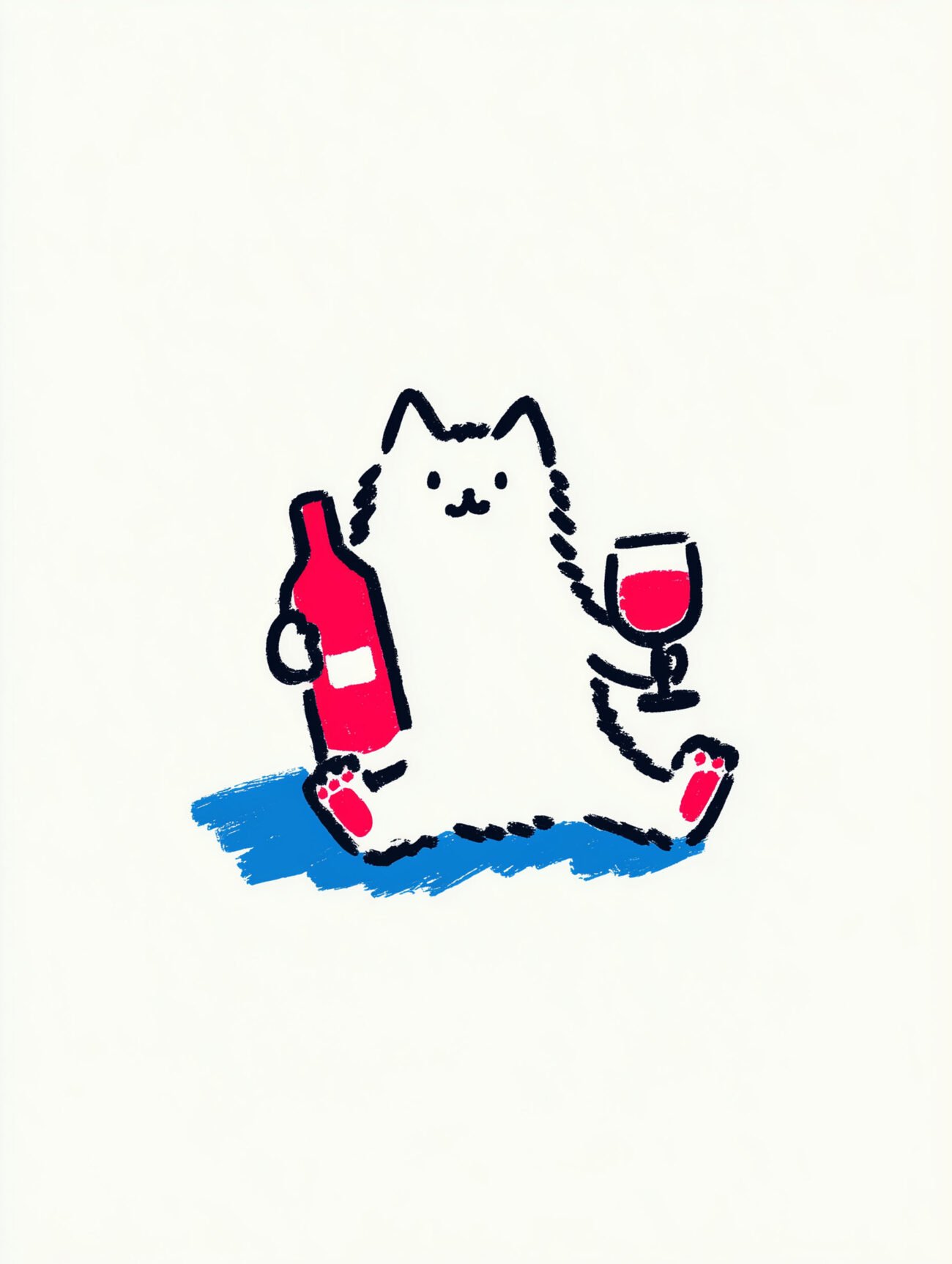 Ink Cat– Minimal Wine & Whiskers Poster