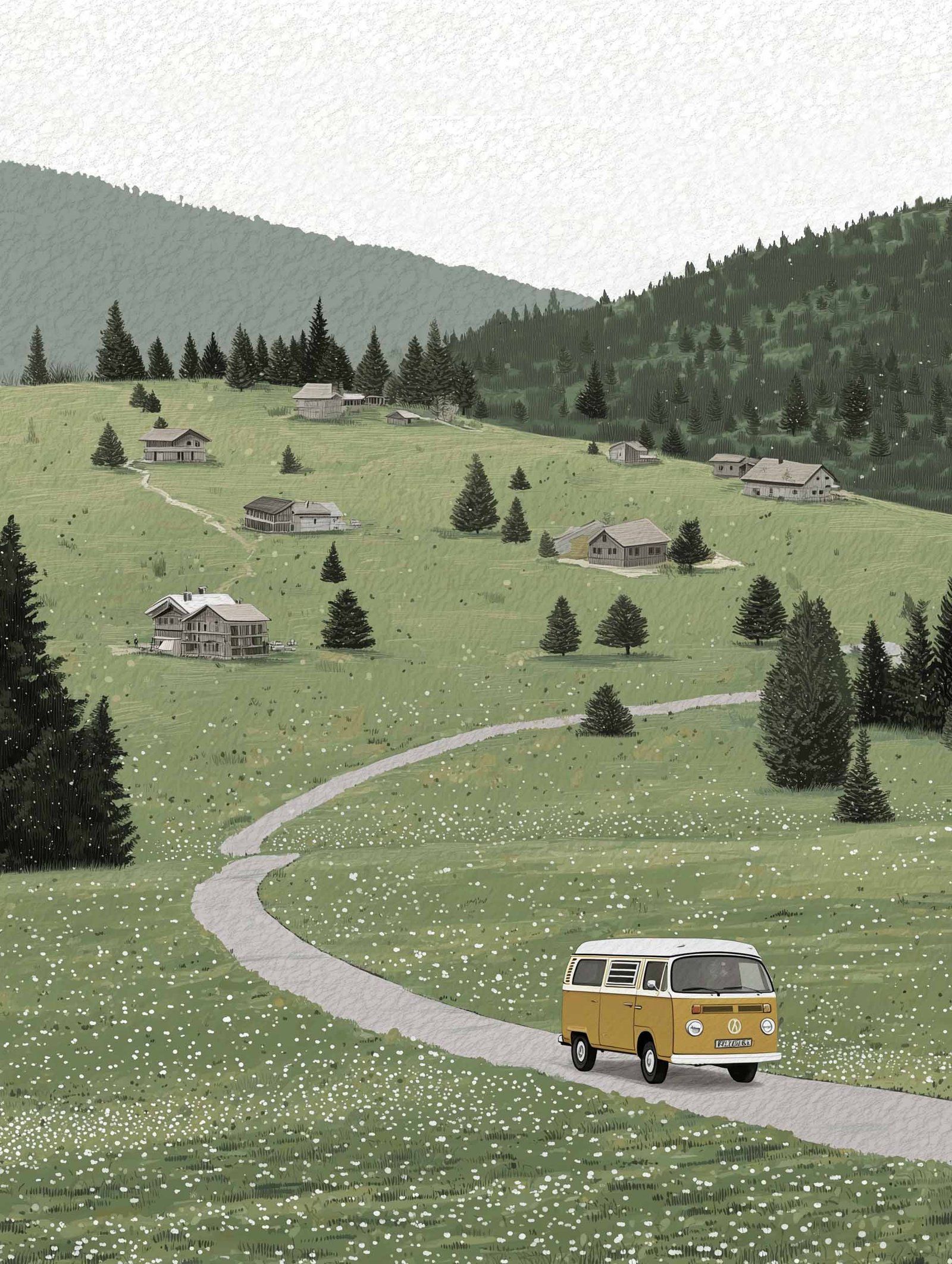 Countryside View – Nostalgic Road Trip Poster