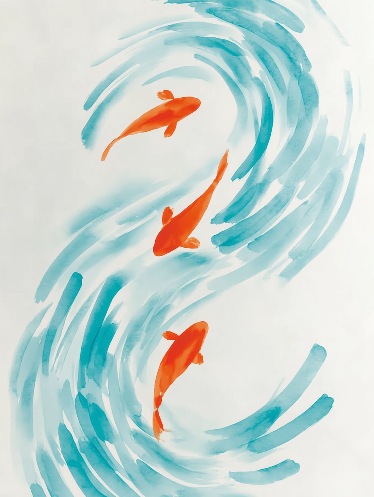 Orange Koi Fish Flow – Minimalist Watercolor Poster