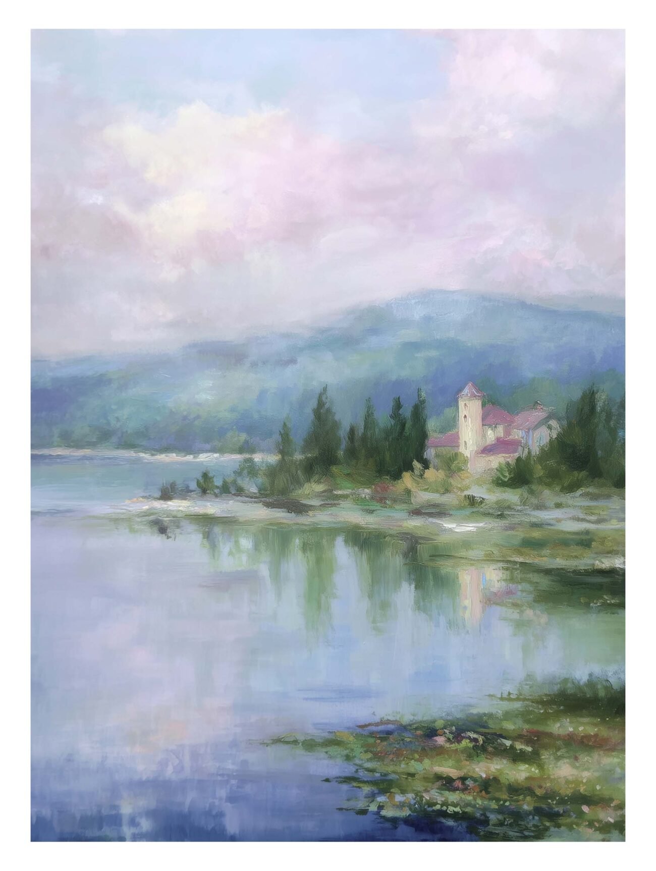 Pastel Lakeside – Pastel Landscape Poster