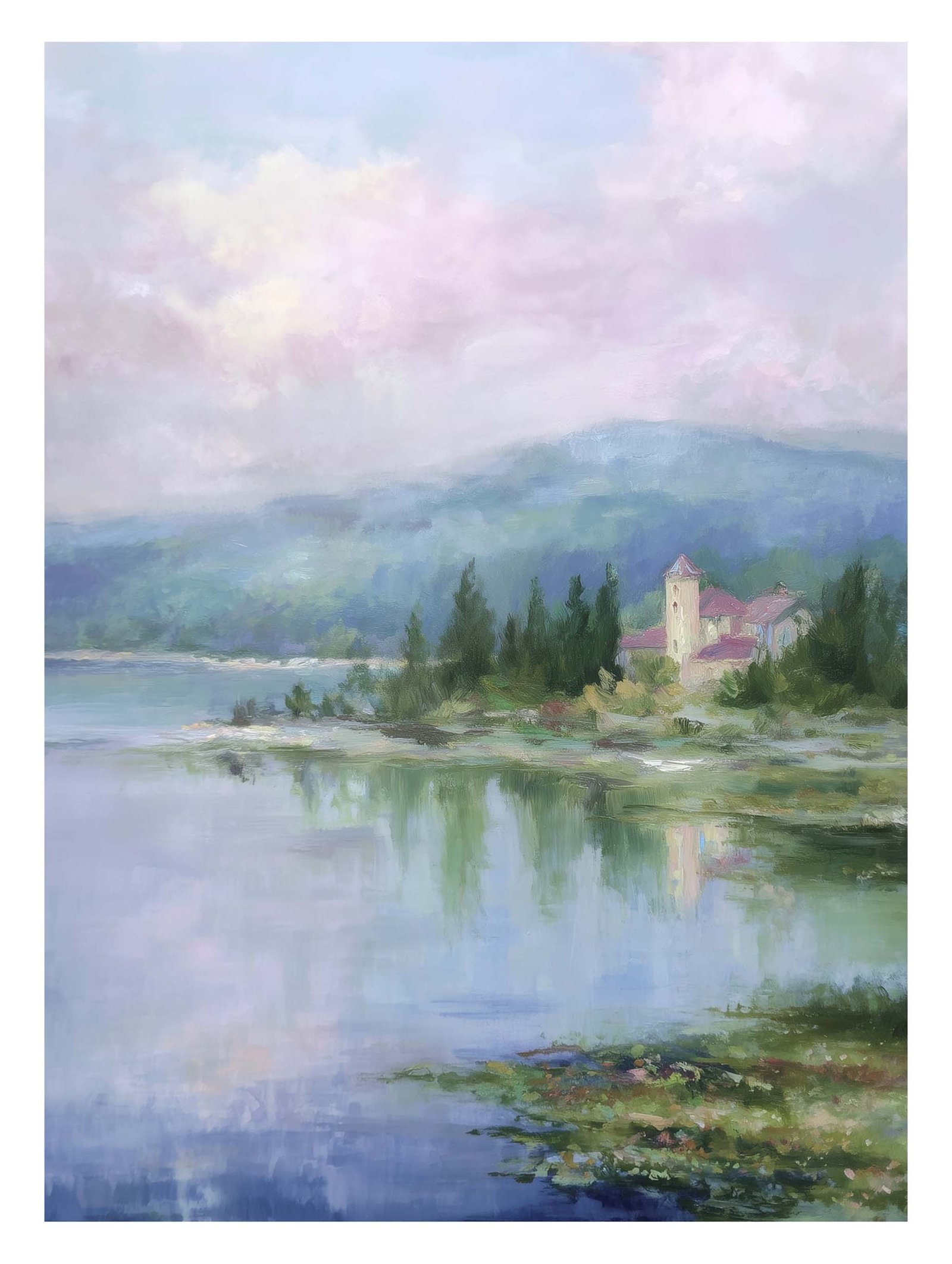 Pastel Lakeside – Pastel Landscape Poster