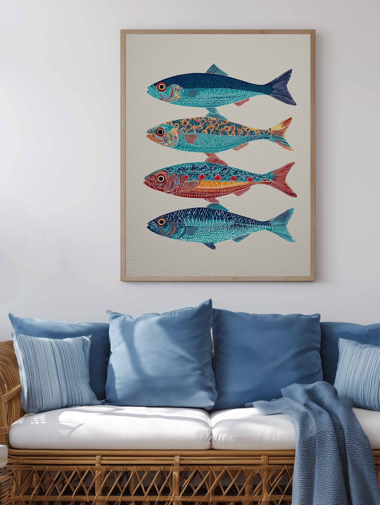 Sardinhas Fish – Folk Patterns Art Poster - Image 2