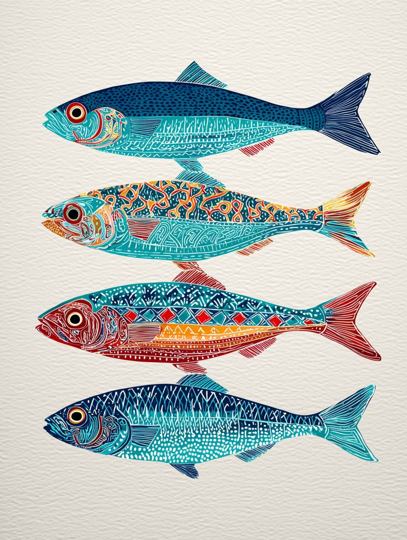 Sardinhas Fish – Folk Patterns Art Poster