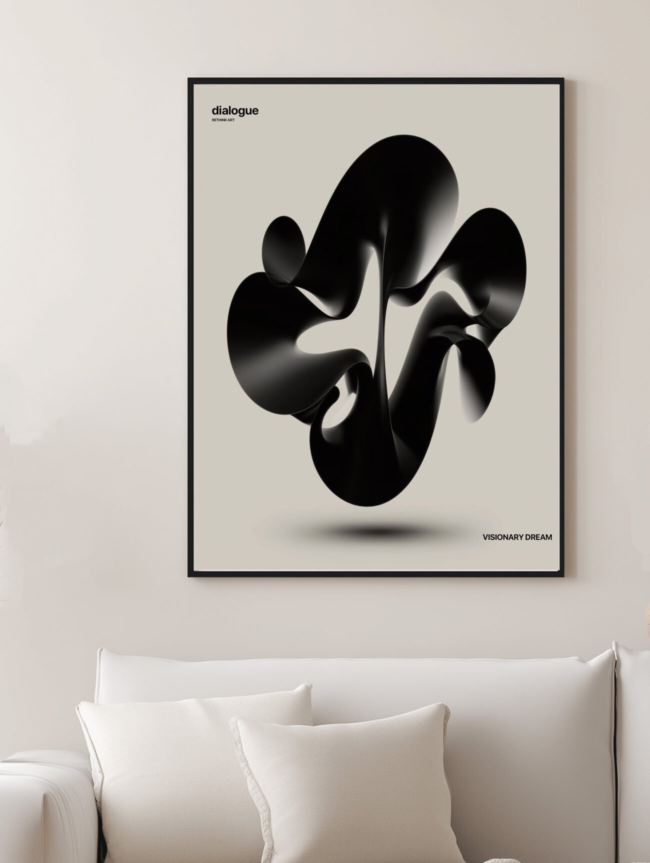 Sculptural Black Ribbon – Abstract 3D Art Poster - Image 2