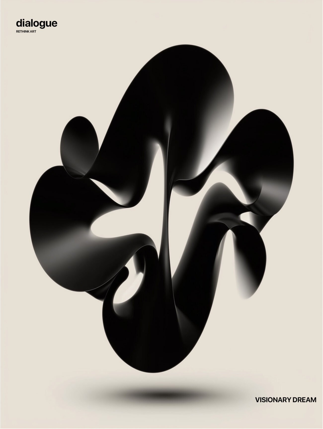 Sculptural Black Ribbon – Abstract 3D Art Poster