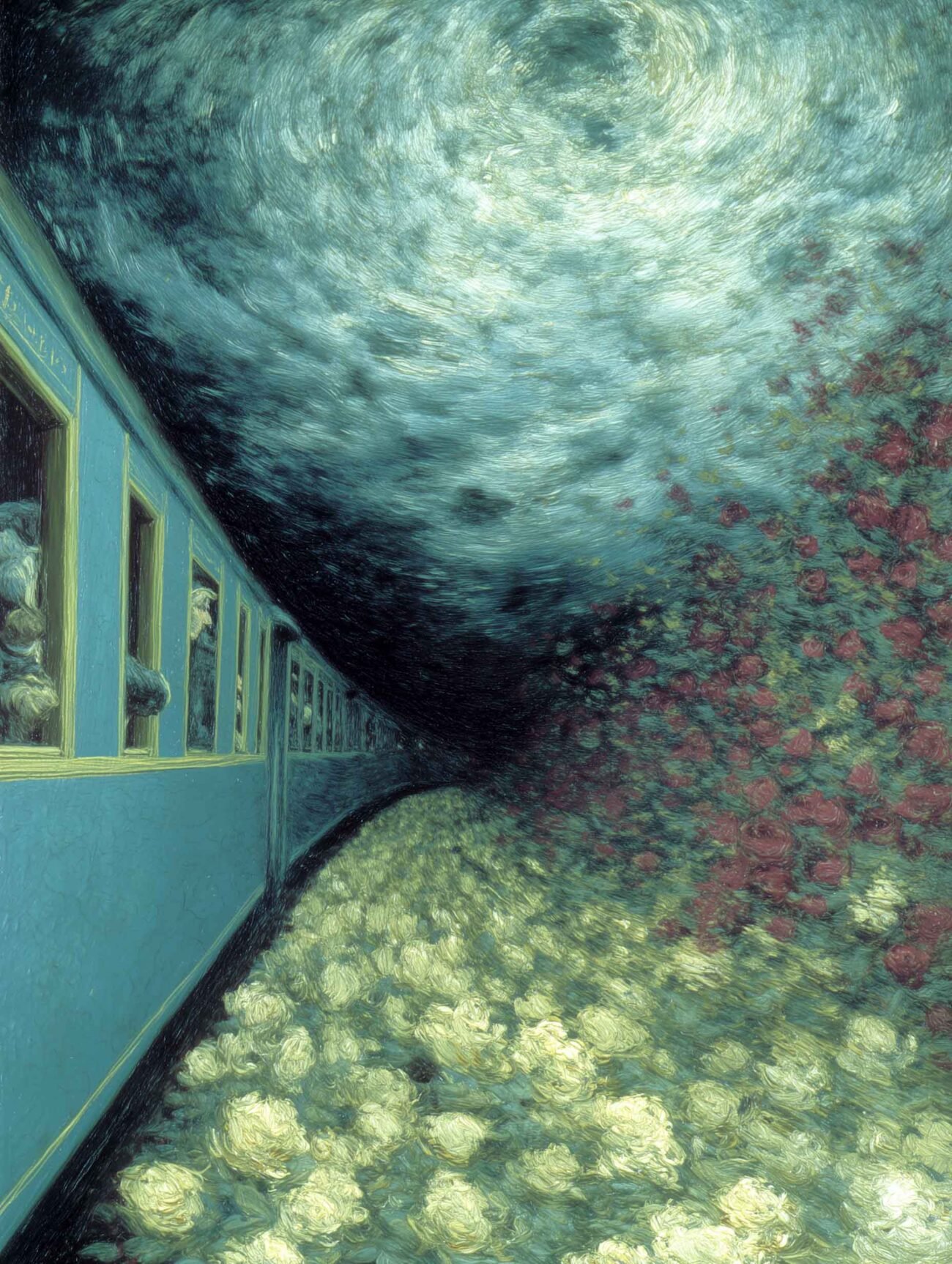 Floral Fantasy – Surreal Train Poster
