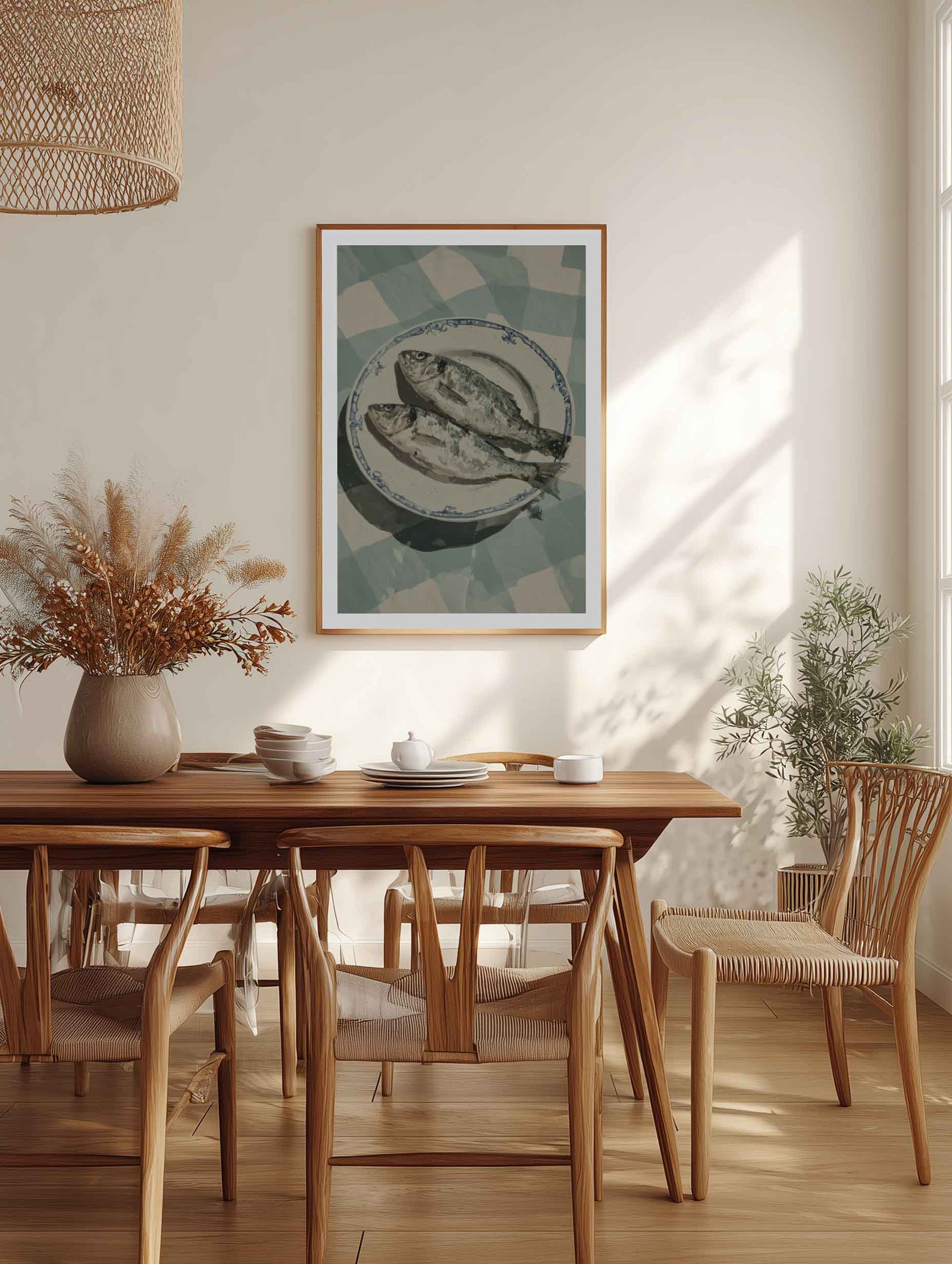 Fishes on plate – Vintage Kitchen Poster - Image 2