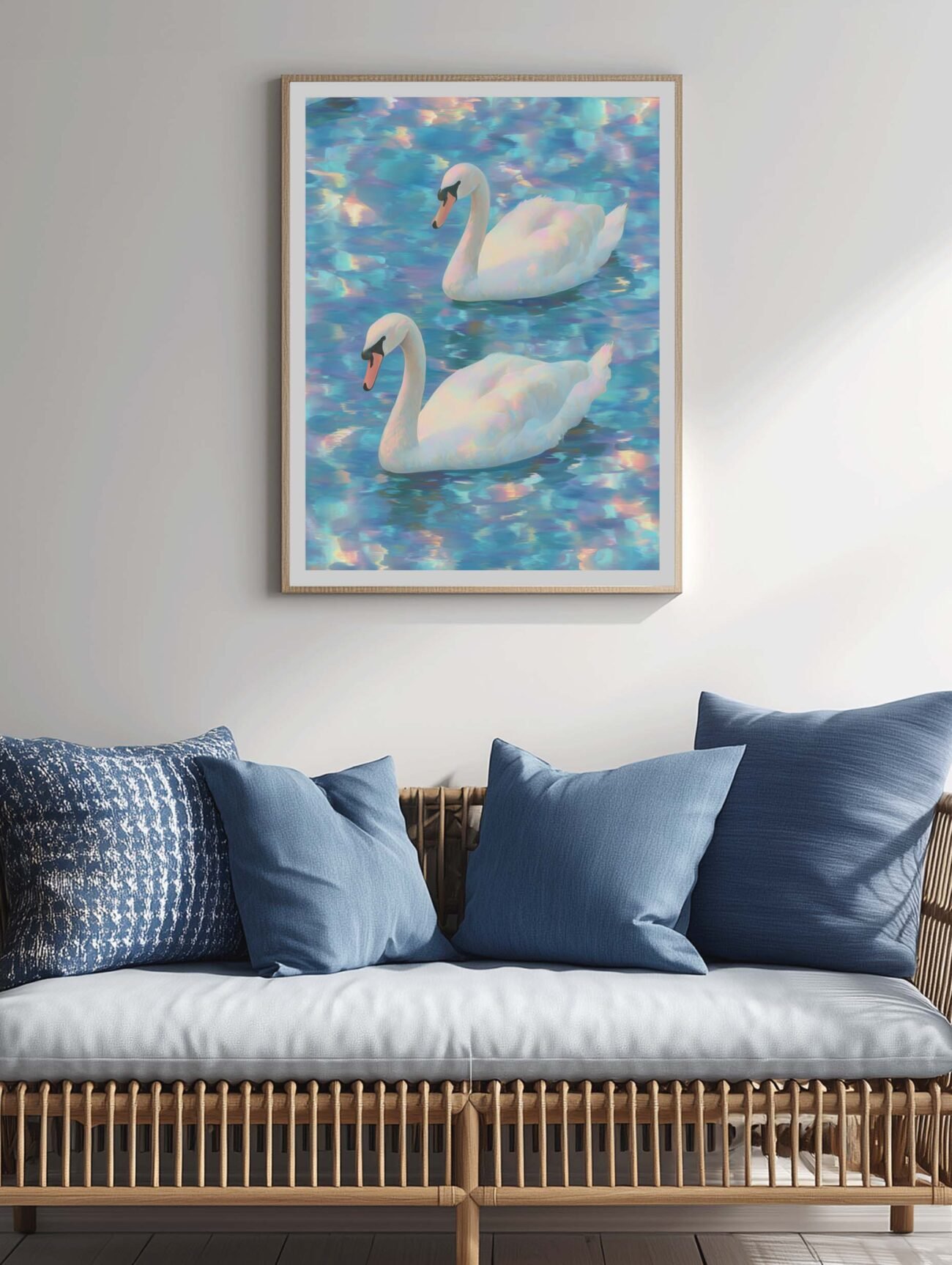 Two White Swans – Painterly Water Poster - Image 2