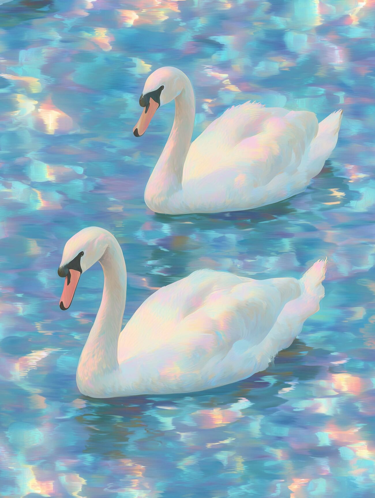 Two White Swans – Painterly Water Poster