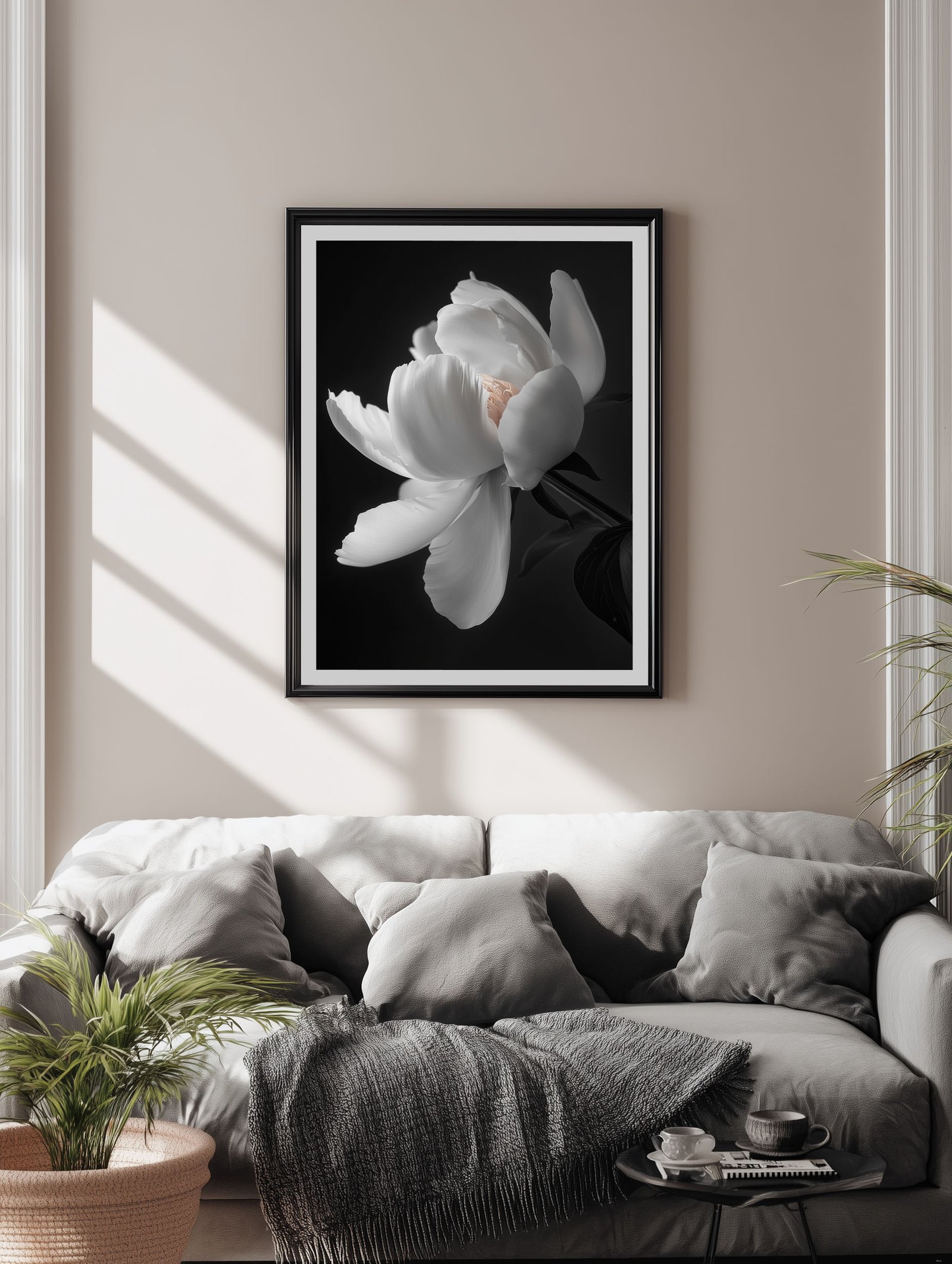 White Flower – Monochrome Floral Poster - Image 2