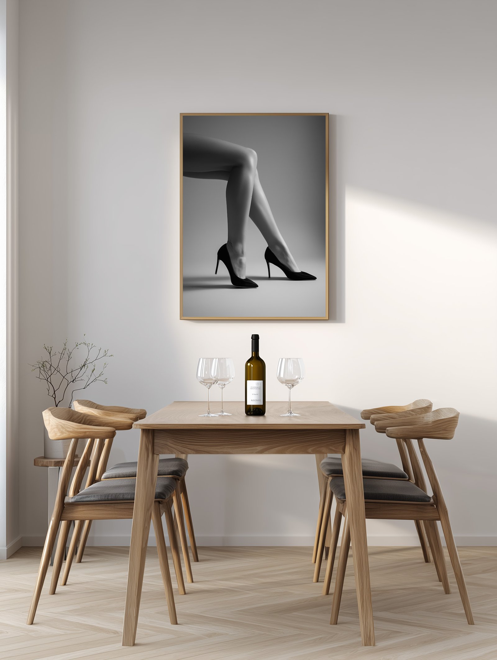 Women Legs in Heels – Minimalist Monochrome Poster - Image 2