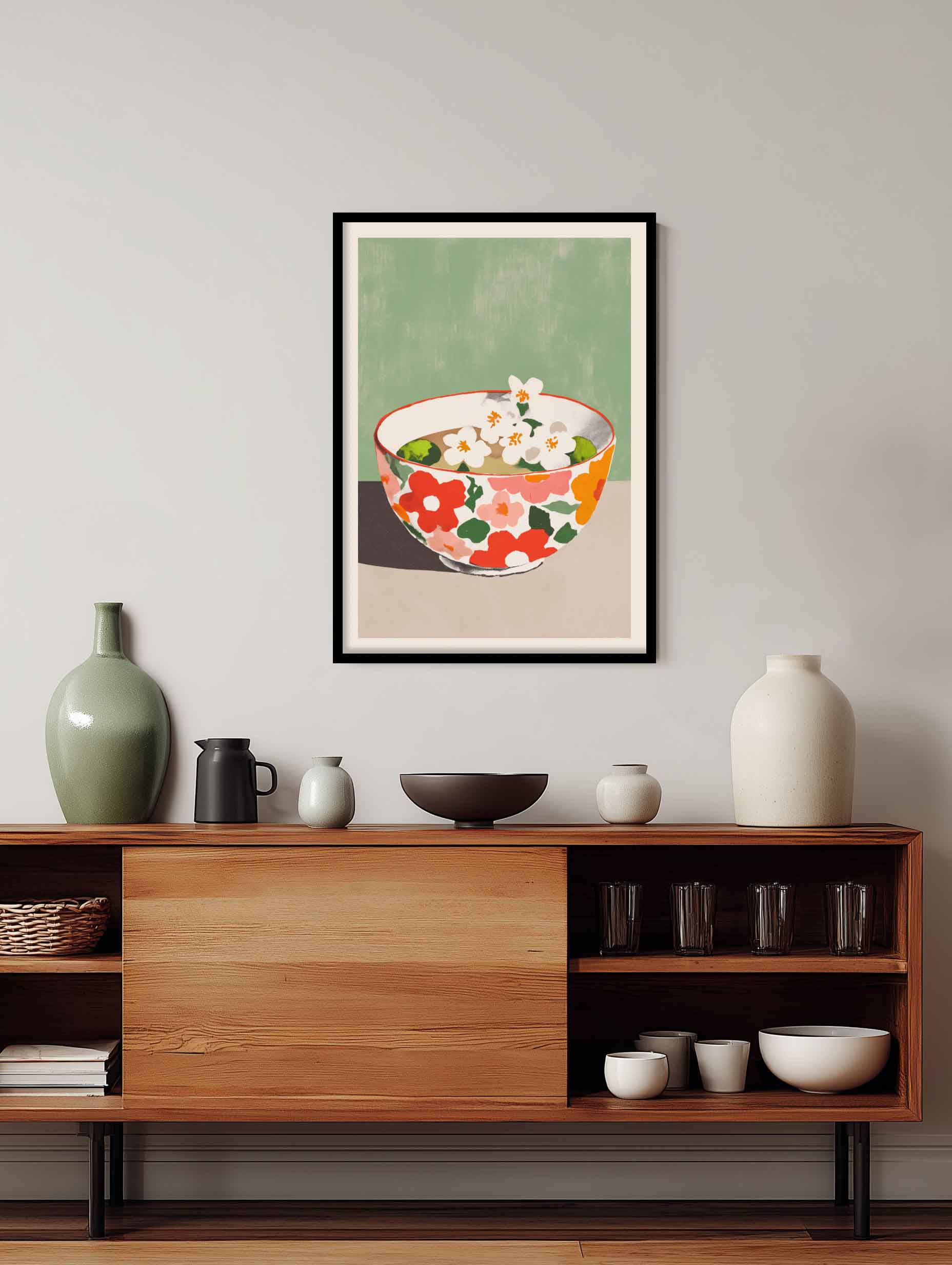 flower-patterned bowl mockup