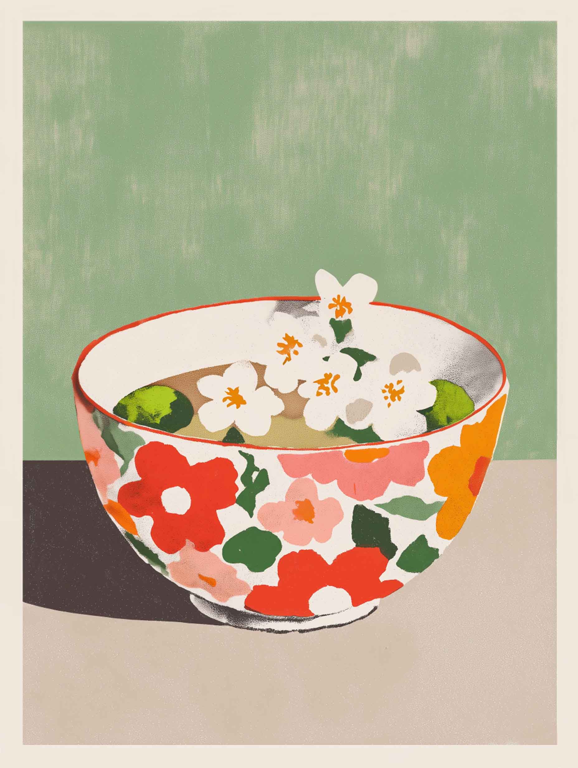 flower-patterned bowl with cherry blossoms